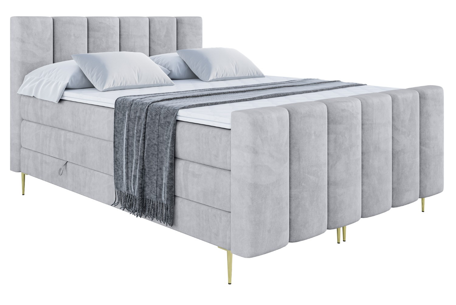 Łóżko kontynentalne - pojemnik, materac, nóżki BOXI1-FZ-Z KING 120x200 cm