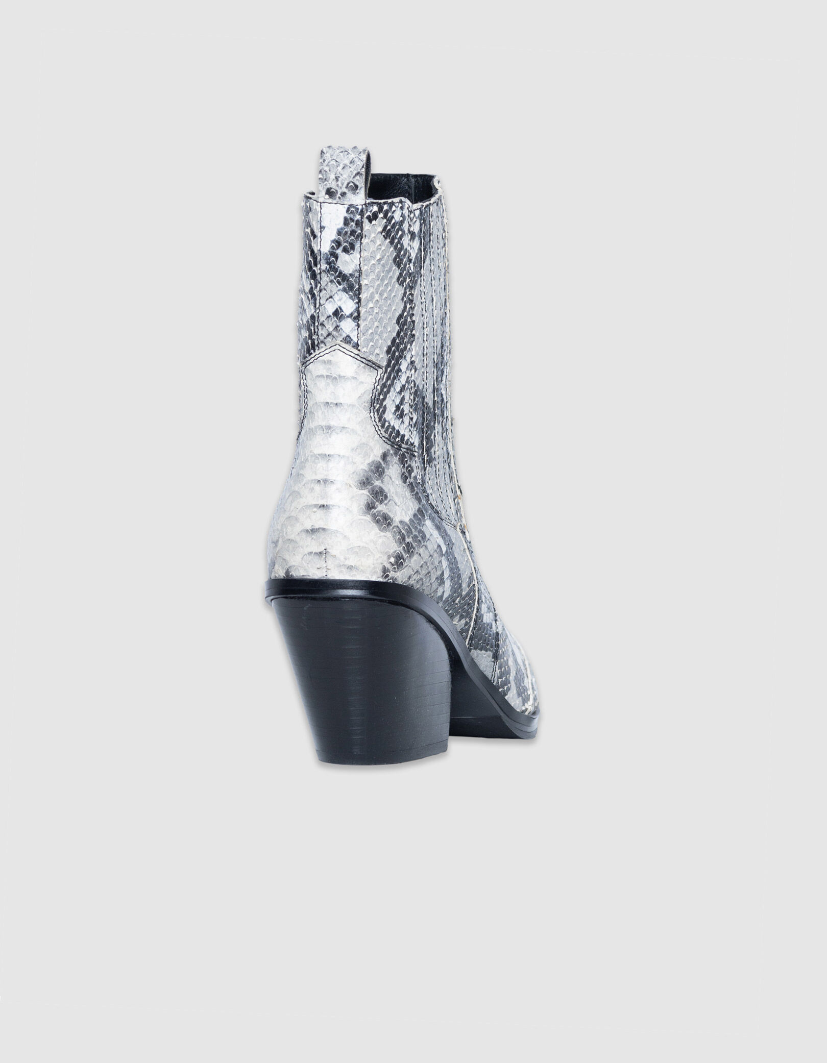 Chelsea boots santiags blanches cuir effet python Femme