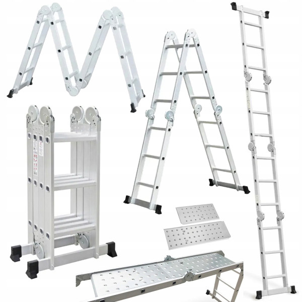 Drabina Aluminiowa 4x4 Składana Przegubowa z PODESTEM 465cm