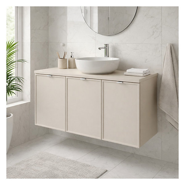 Ensemble de salle de bain BRAZZA : meuble sous vasque à tiroirs 120cm et plan pour vasque