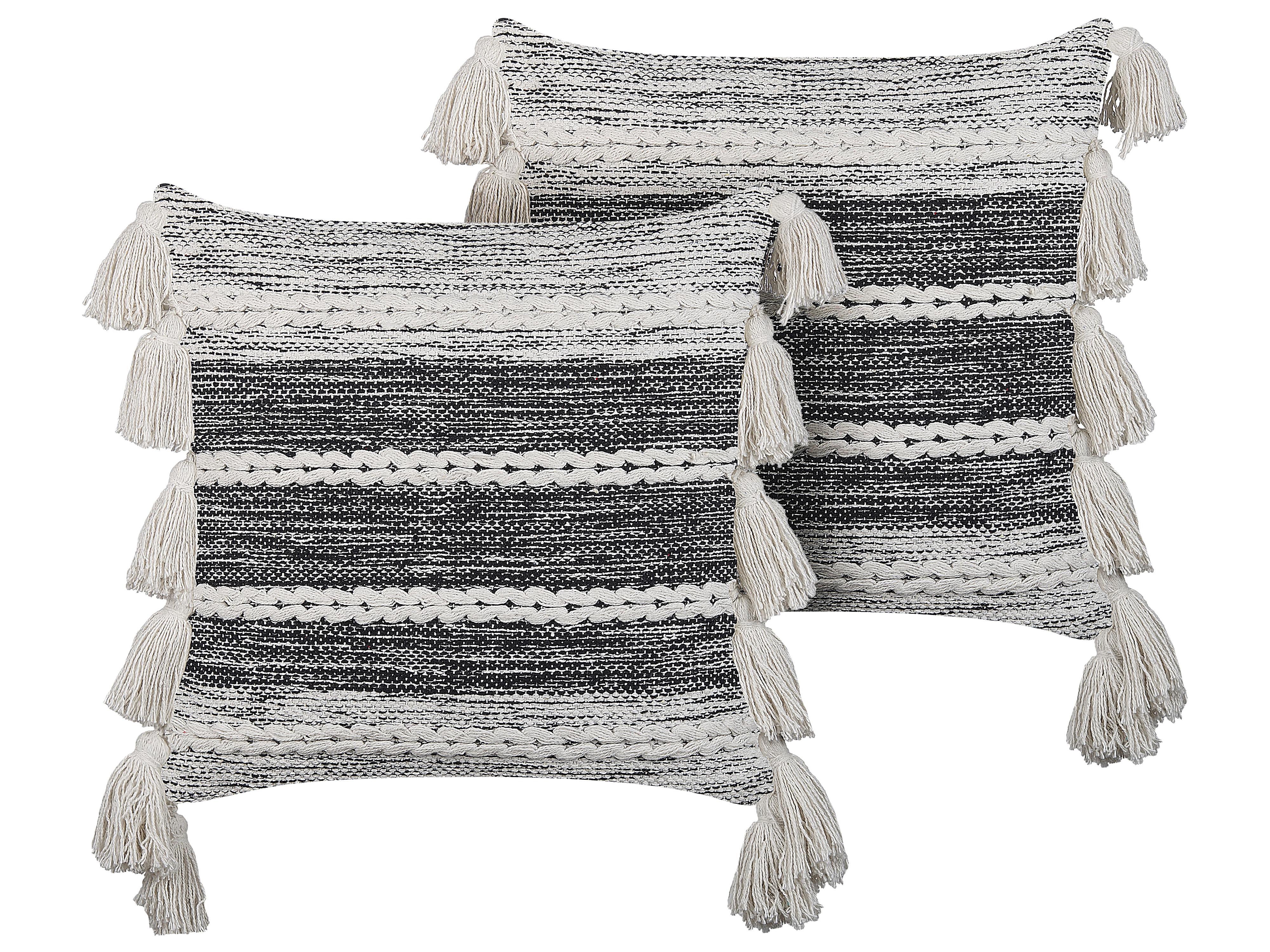 Throw Cushion ROCHEA Cotton 45 x 45 cm Black Striped