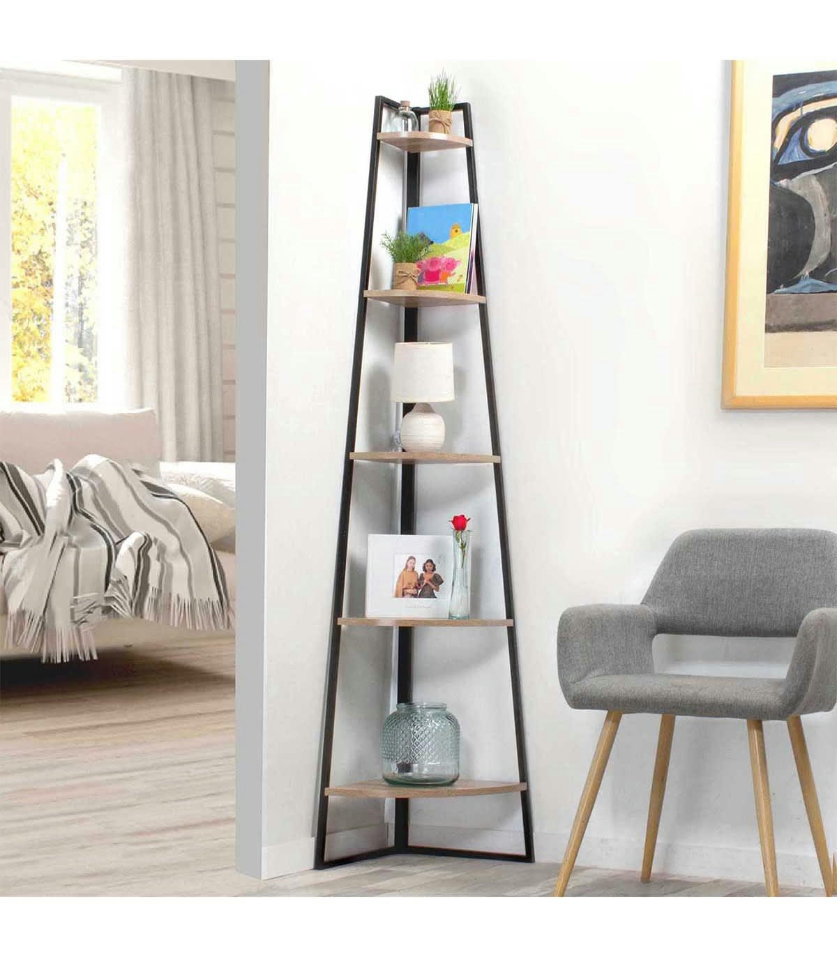 COLORADO - Etagère d'angle en métal et bois