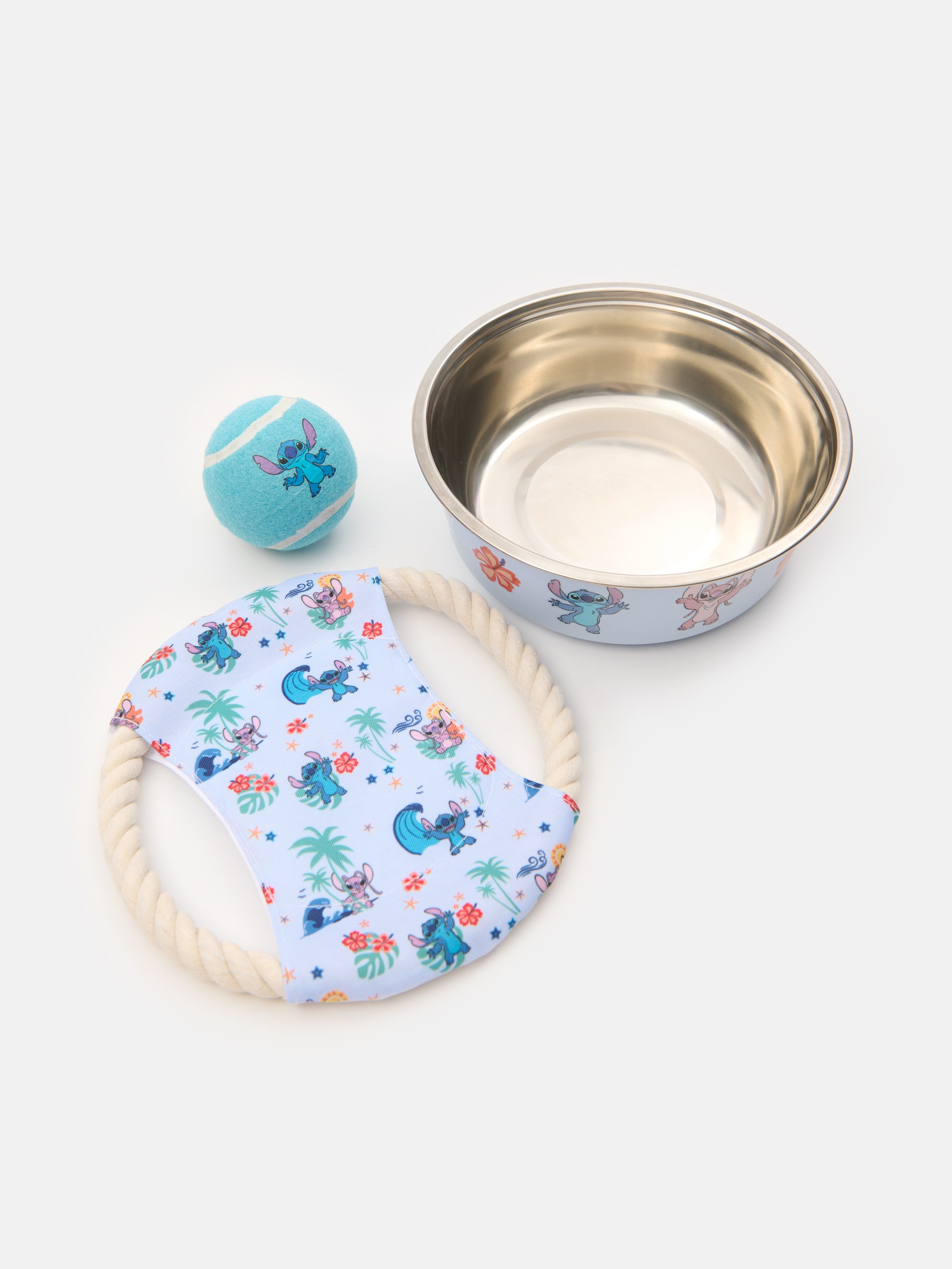 Zestaw 2 zabawek z miską dla psa Stitch