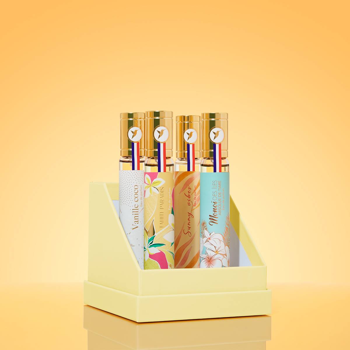 Time to shineCoffret 4 eaux de parfums Tahiti paradis 30 ml   Monoi des iles 30 ml   Vanille coco 30 ml   Sunny vibes 30 ml