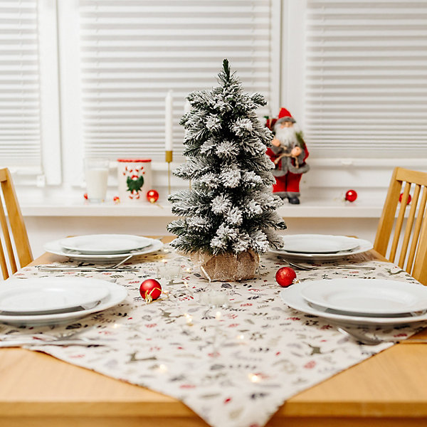 Creative Home Sapin De Noël Artificiel Enneigé 40 cm - Effet Neige - Décoration Table Fenêtre Bureau
