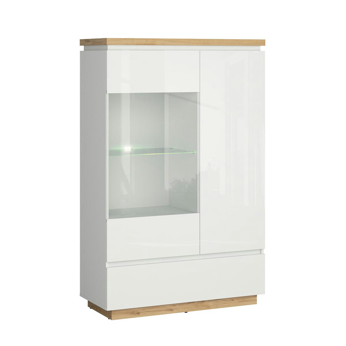 - Vitrine 2 portes 1 tiroir blanche laqué