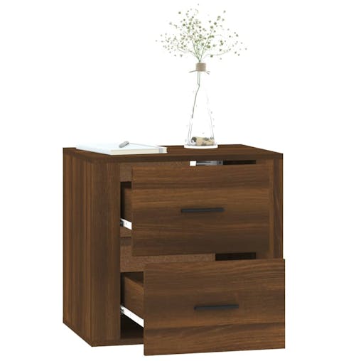 NNEVL Wall-mounted Bedside Cabinet Brown Oak 50x36x47 cm