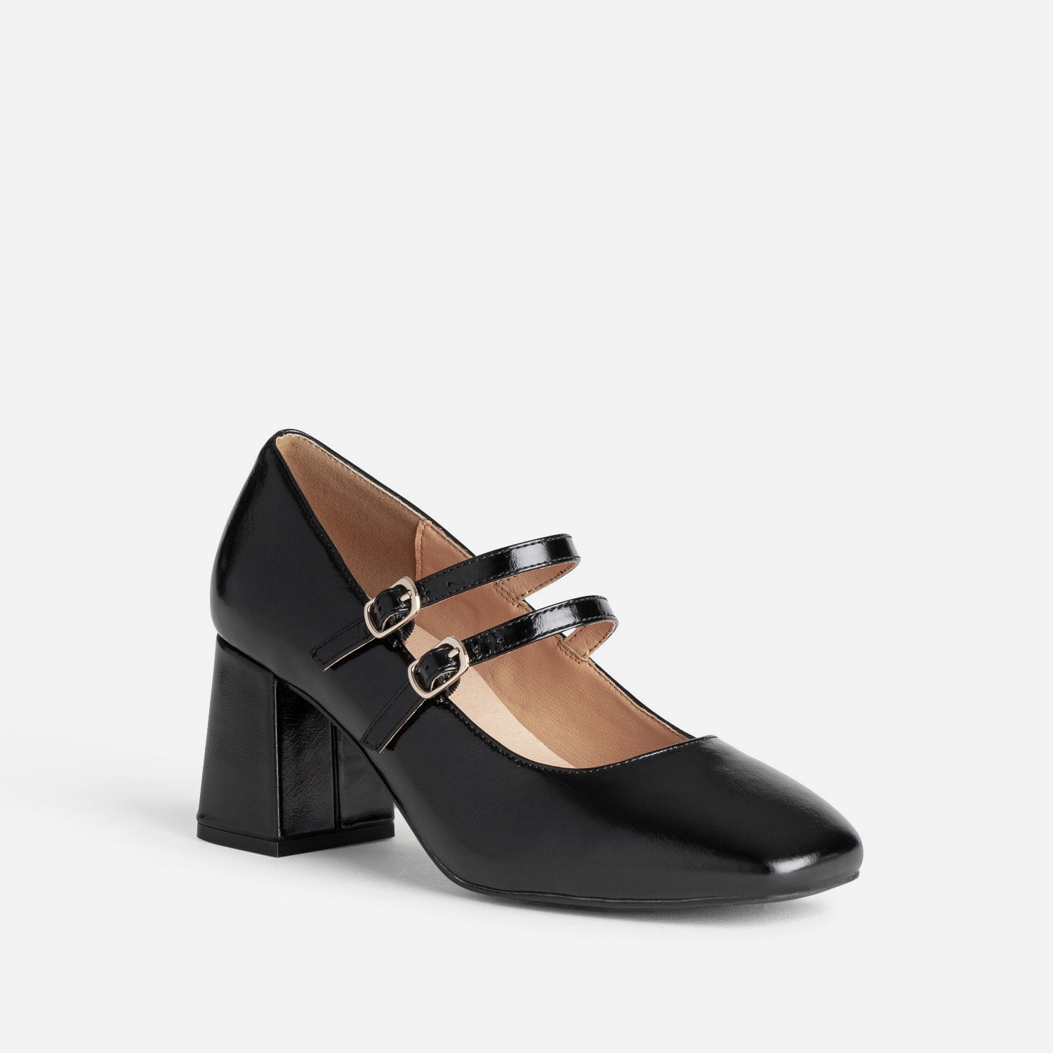 Babies à talon noire cuir