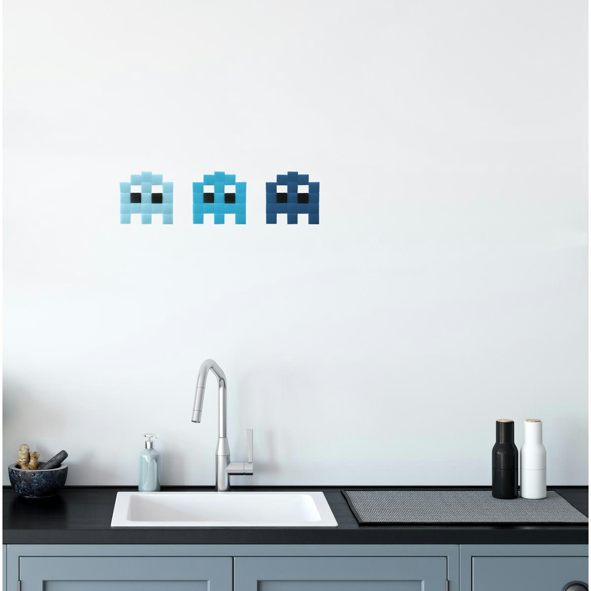 OUTDOOR FANTOME - Mosaïque adhésive en verre bleu