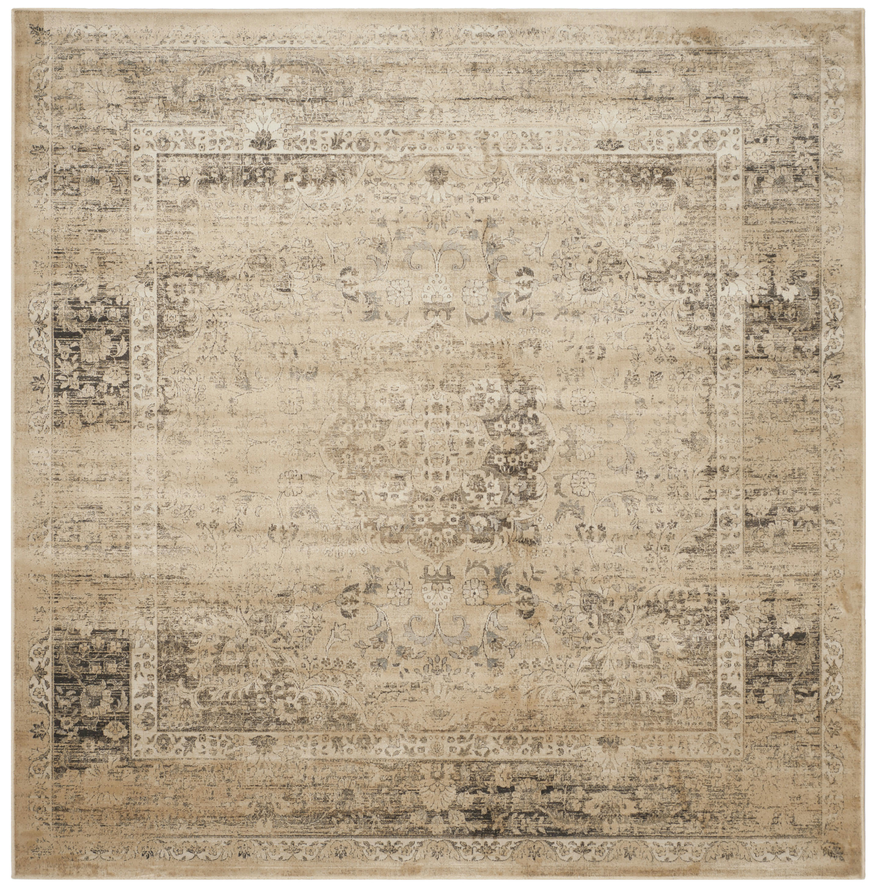 VINTAGE - Tapis de salon interieur en beige chaud, 200 x 200 cm