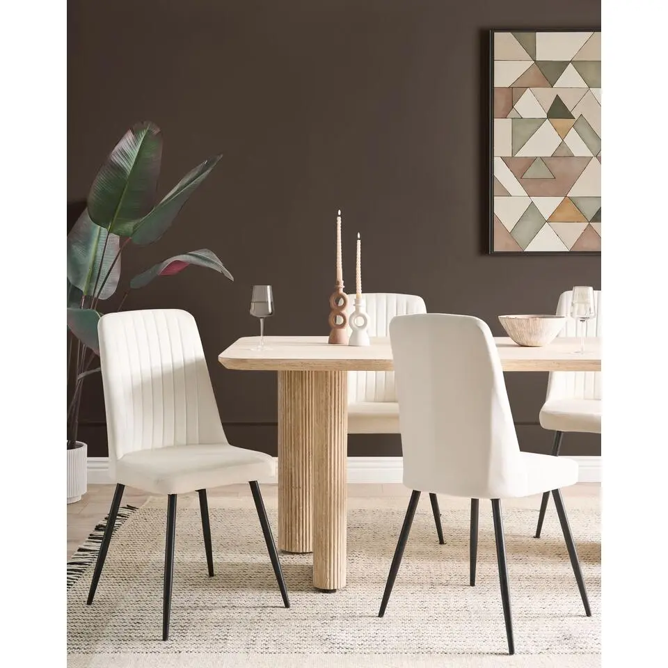 KIRBY - Eetkamerstoel set van 4 - Off-white - Fluweel