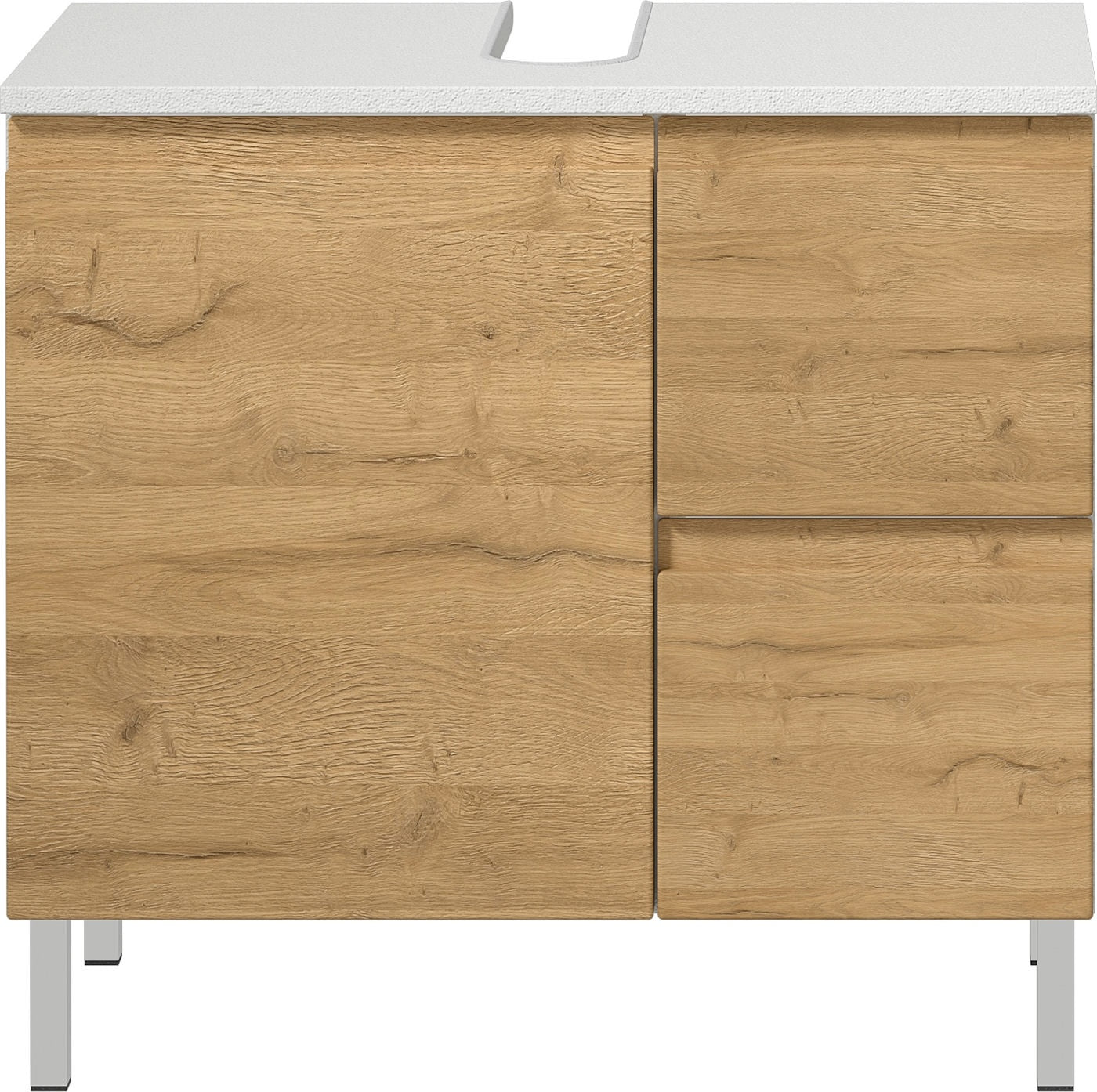 Germania Torrance Wastafelonderkast 60 cm Wit   Eiken