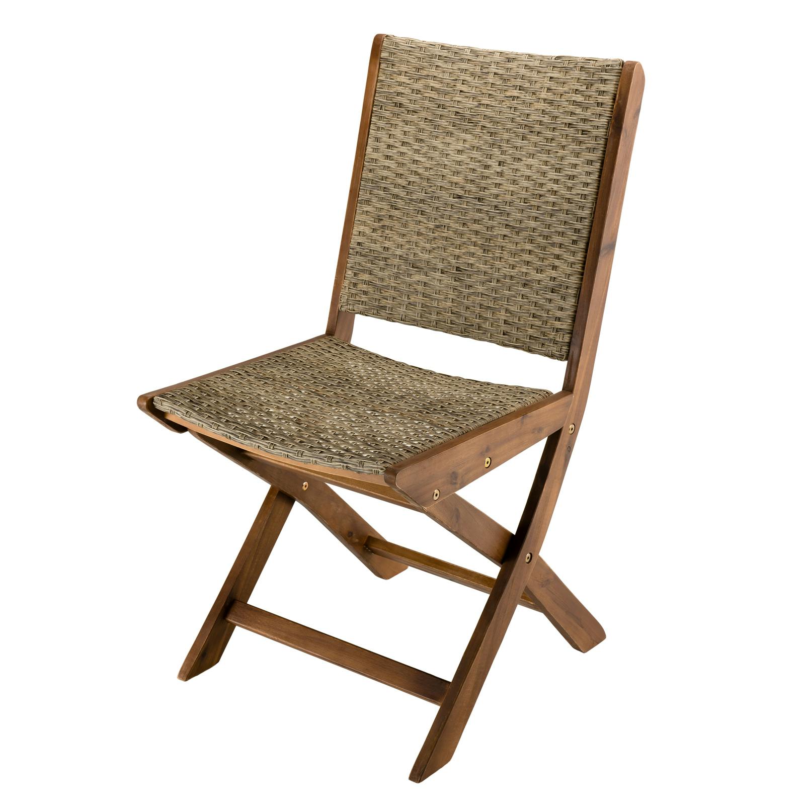 Chaise de jardin pliante bois d'acacia rotin synthétique BAHIA (lot de 2)