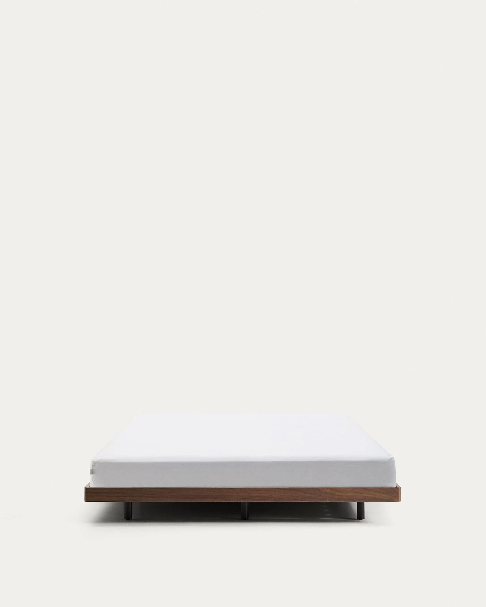 Norlen bed base in walnut veneer with dark finish for 160 x 200cm mattress FSC Mix Credit