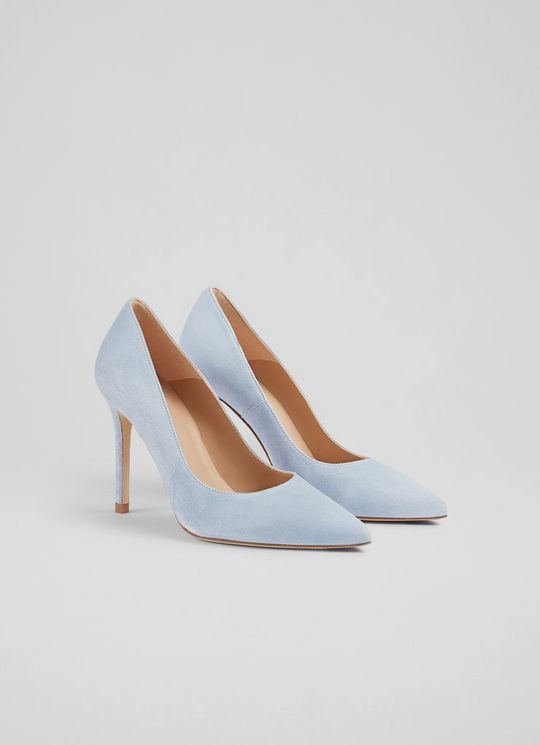 Classic Fern Pale Blue Suede Pointed Toe Courts
