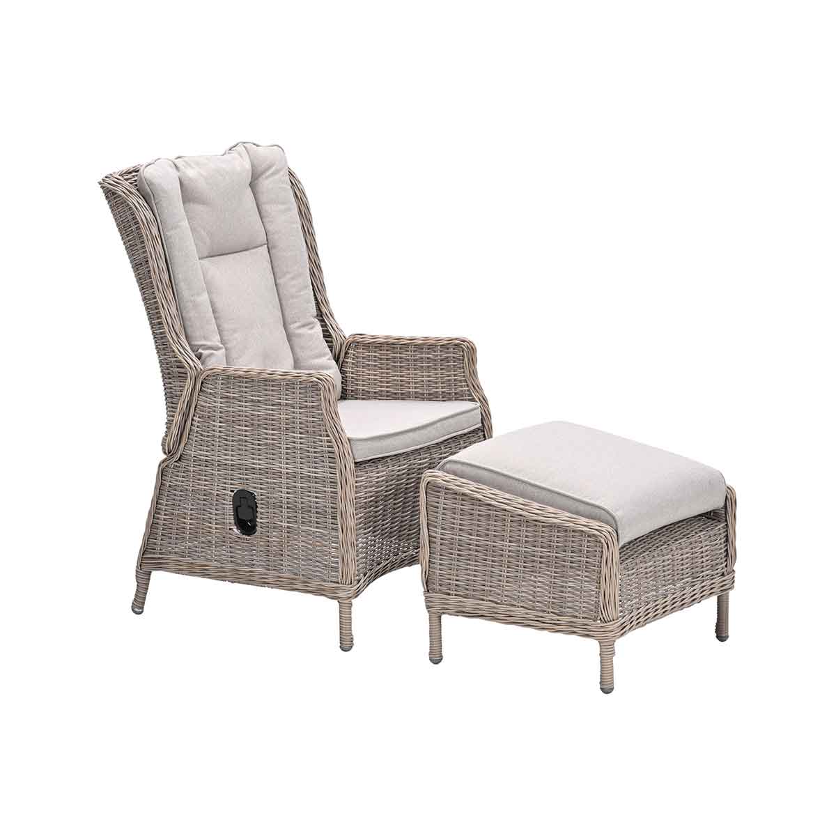 Garden Impressions loungestoel Marbella vintage willow incl voetenbank