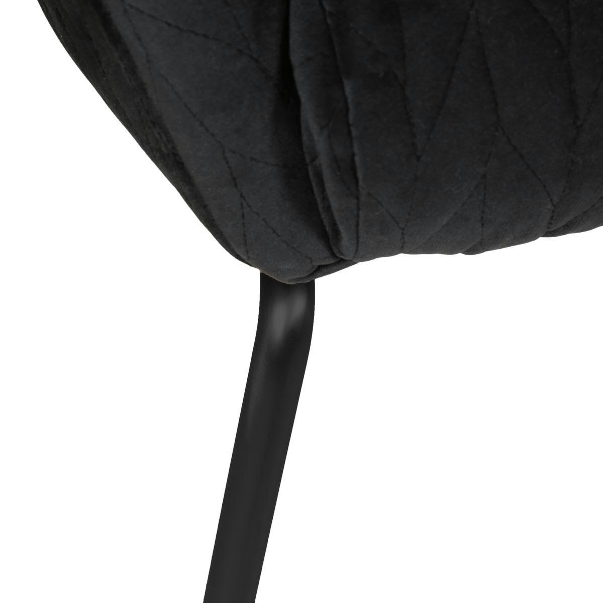 MARCO - Canapé 2 places velours noir pieds métal