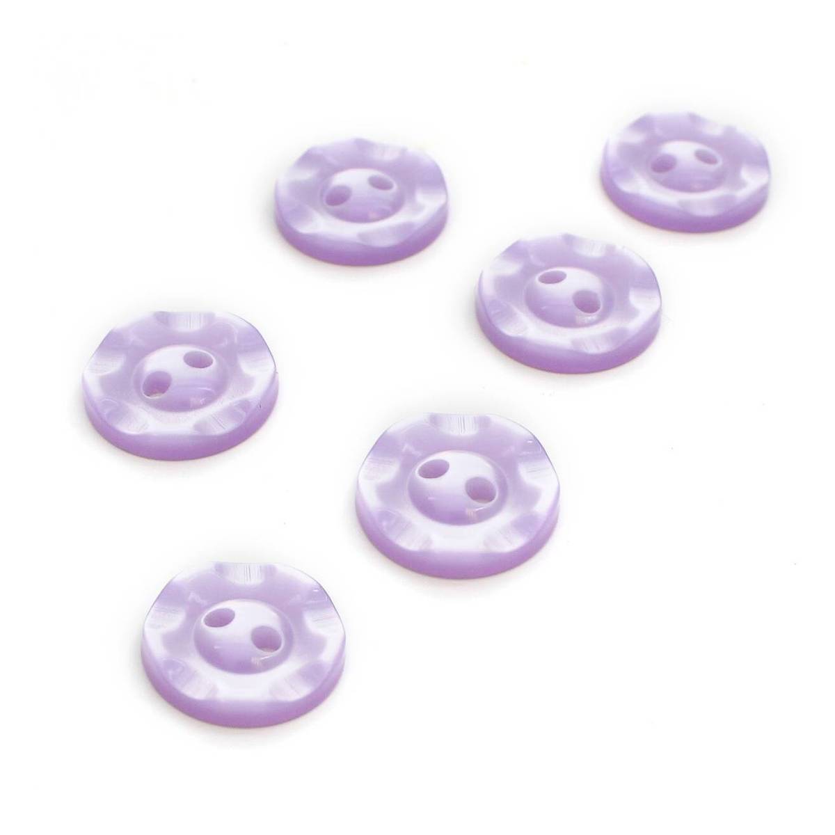 Hemline Lilac Basic Scalloped Edge Button 6 Pack