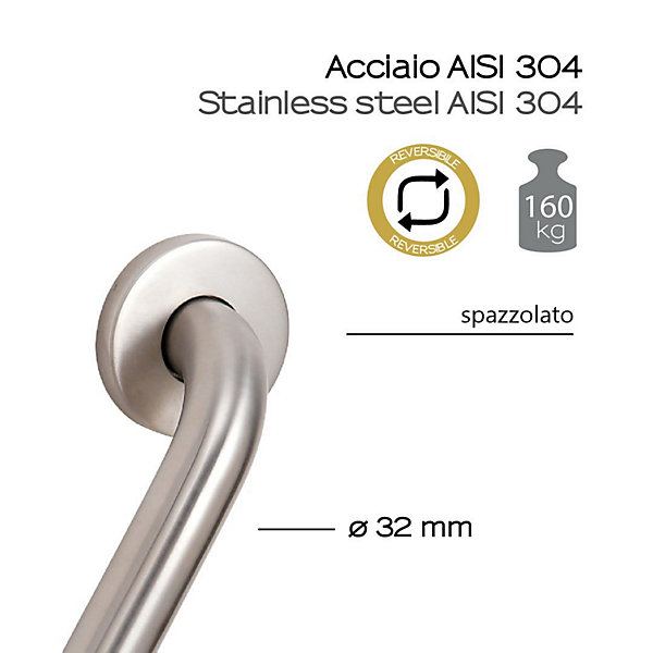 Barre D'appui D'angle Chrome Brossé - Loto