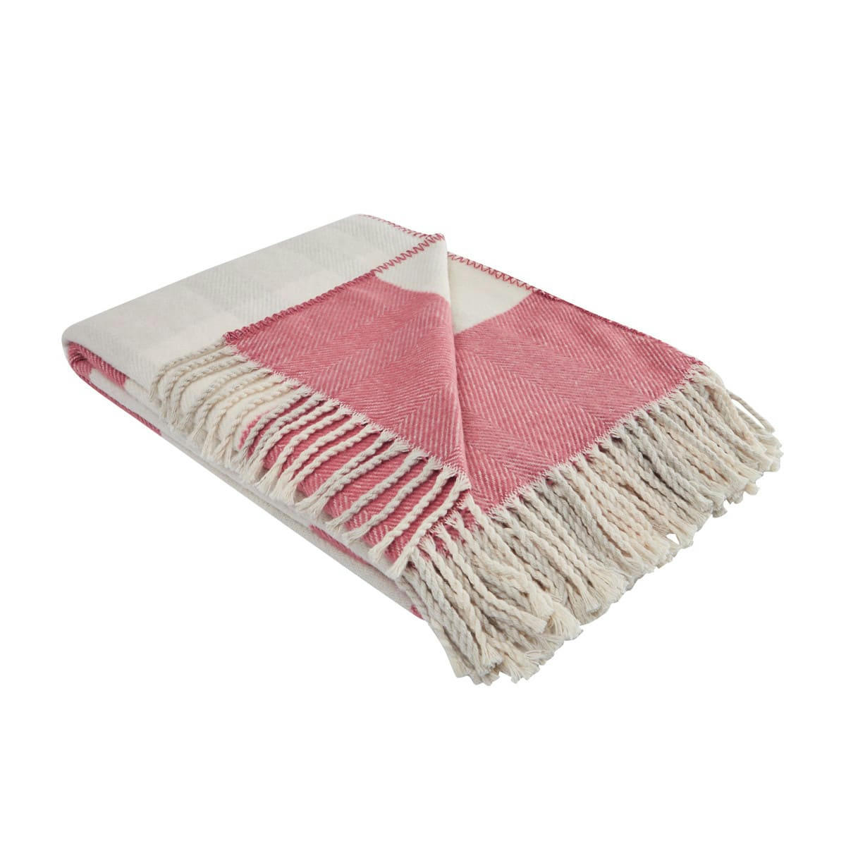 POLARIS - Plaid à franges chaud Framboise 130x170 cm
