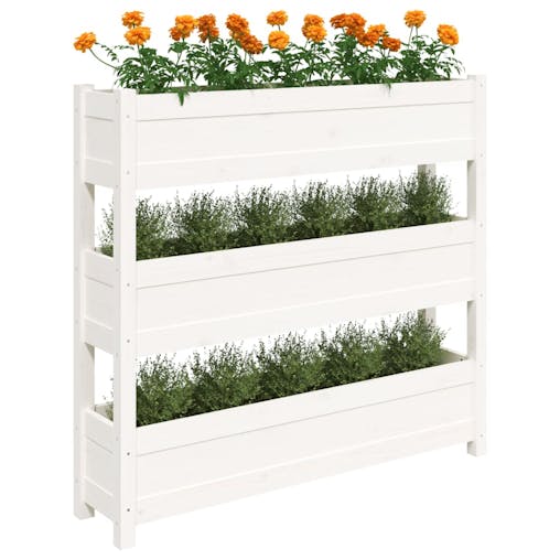 NNEVL Planter White 112x25x104.5 cm Solid Wood Pine