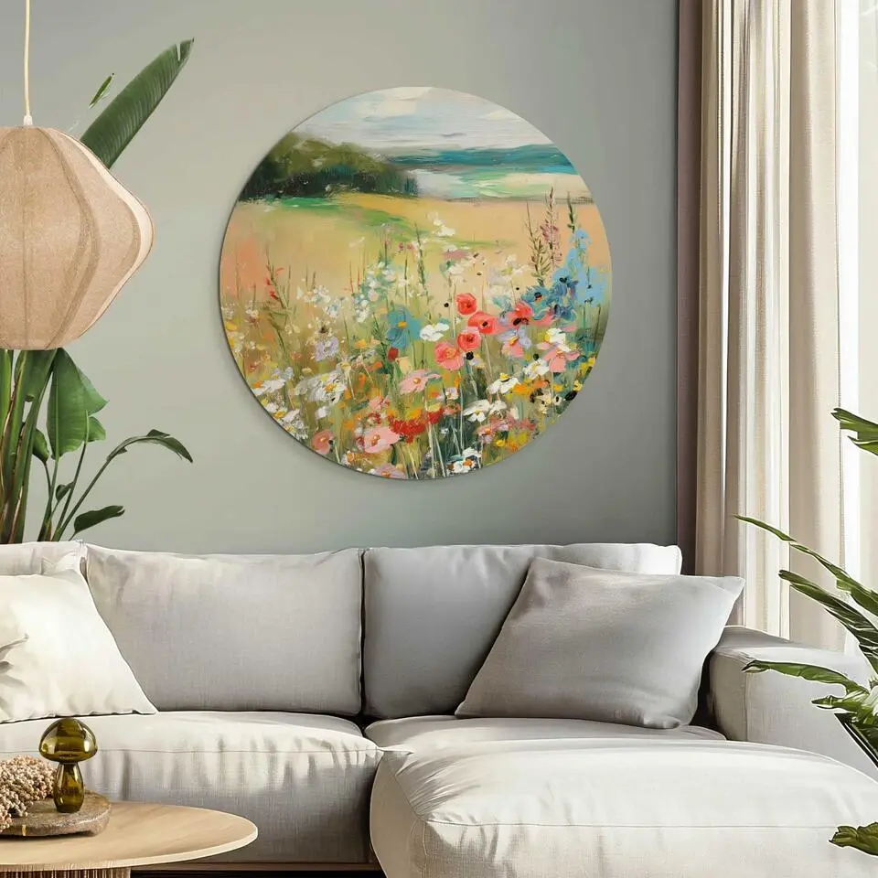 Glasschilderij Zomers strand - &Oslash; 70 - Beige