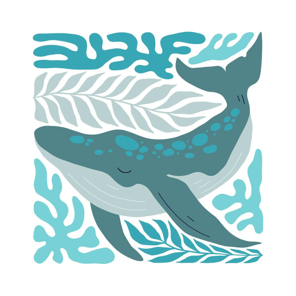 ILLUSTRATION - Tableau sur toile illustration baleine 45x45 cm