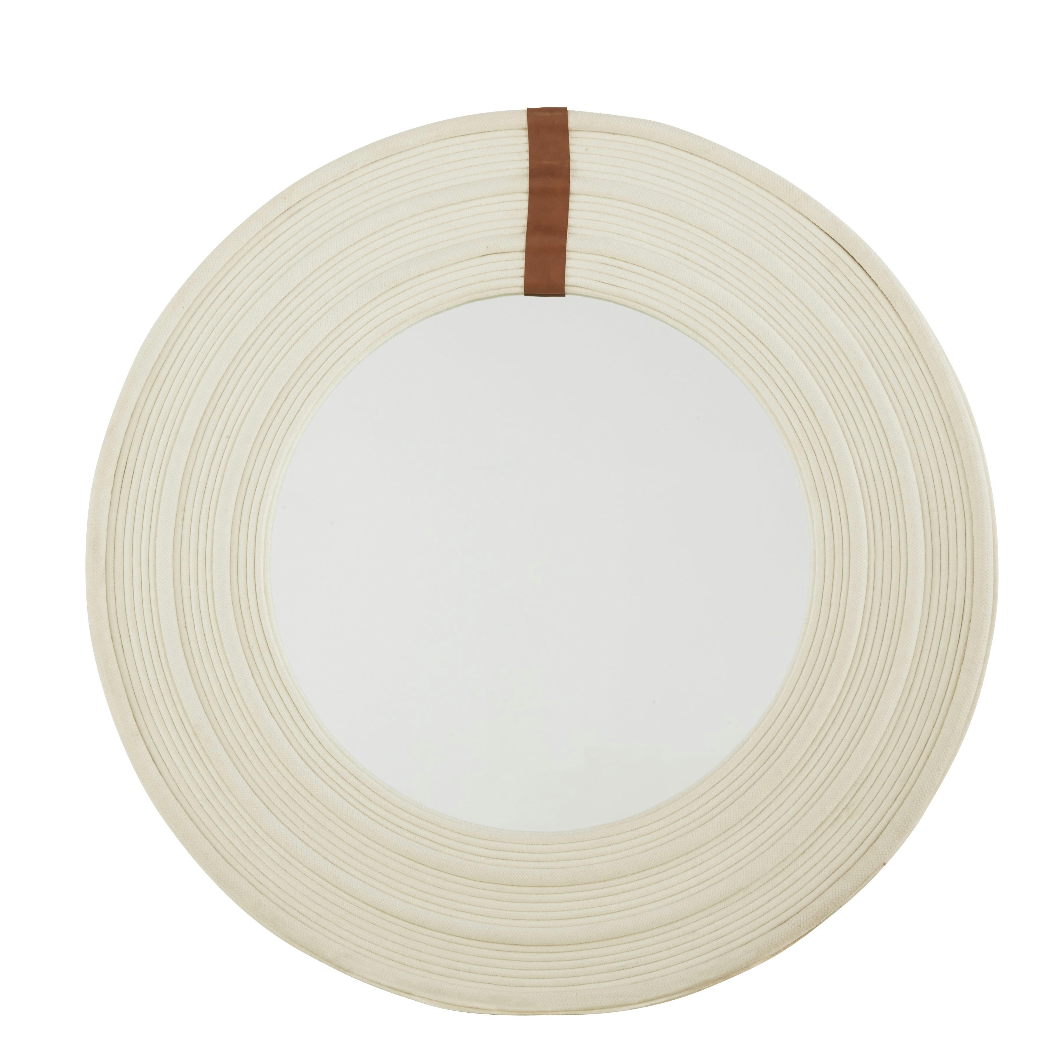 SORENE - Miroir rond beige et marron D109