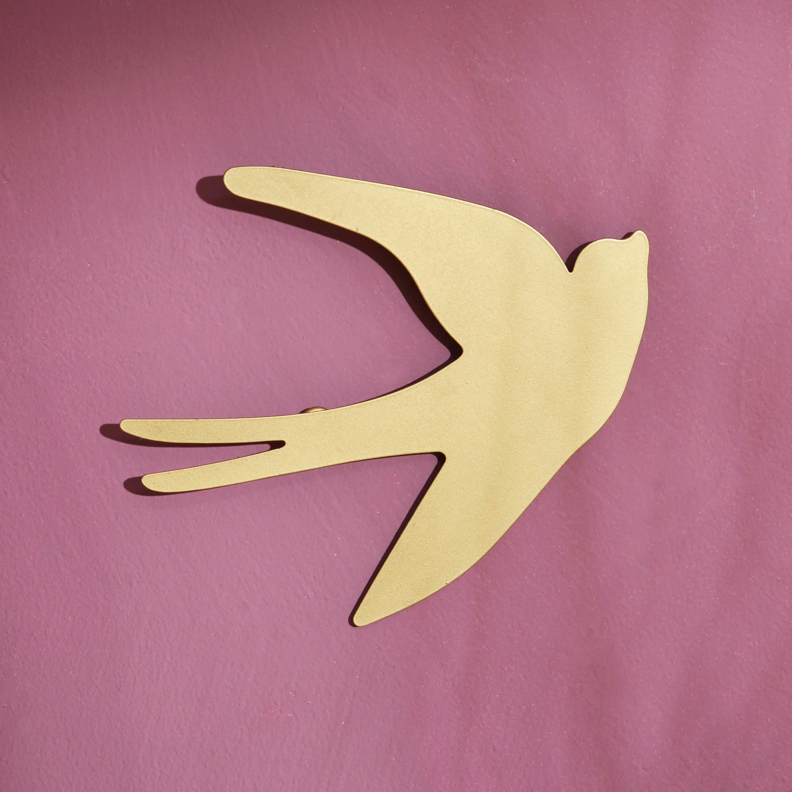 IONA - Plaque décorative hirondelle en métal jaune