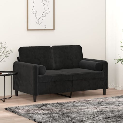 NNEVL Throw Pillows 2 pcs Black Diameter 15x50 cm Velvet