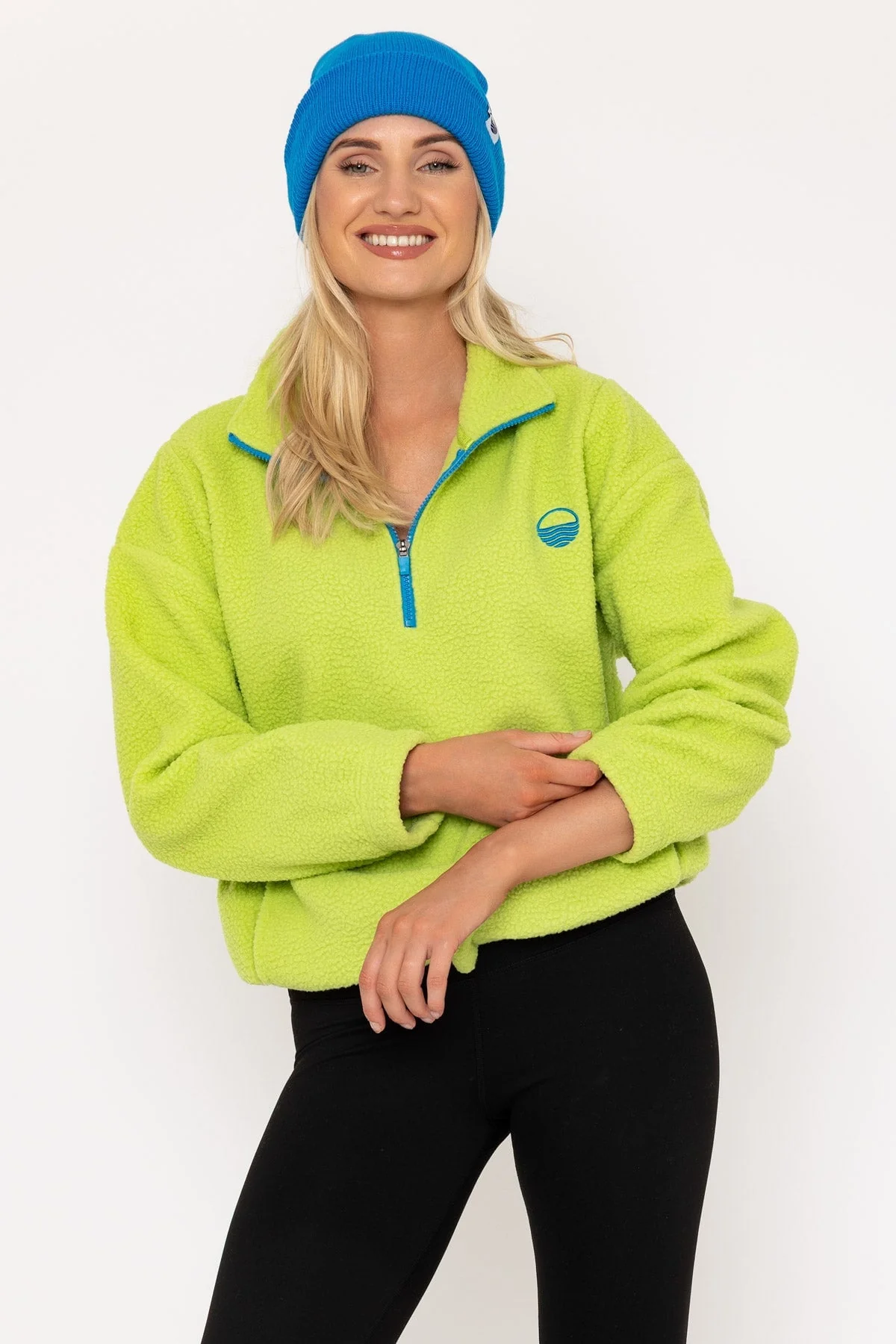 Lime Green Teddy Fleece With Contrast Zip