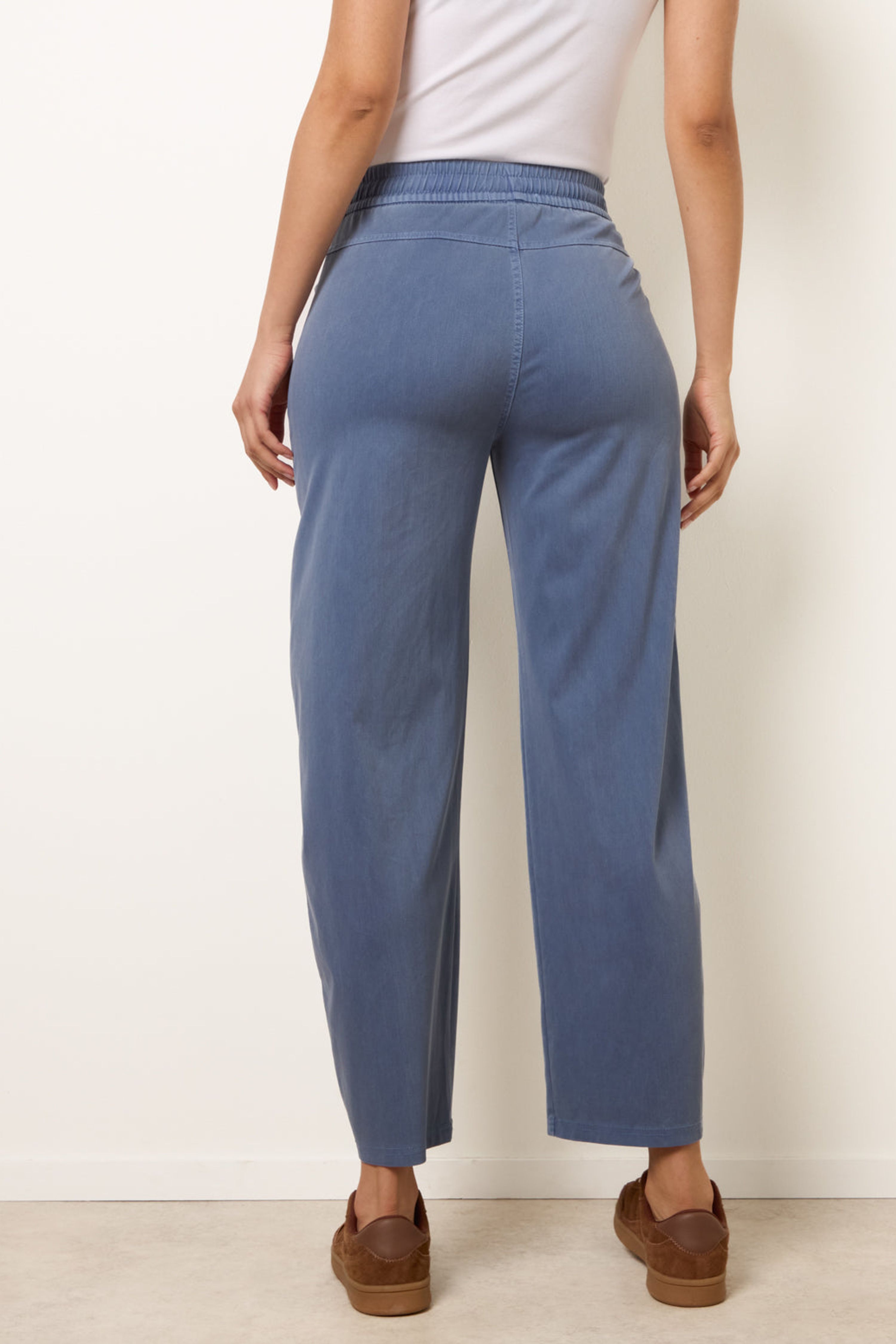 Blue Vanilla Light Blue Elasticated Waistband Front Tie Stretch Trousers