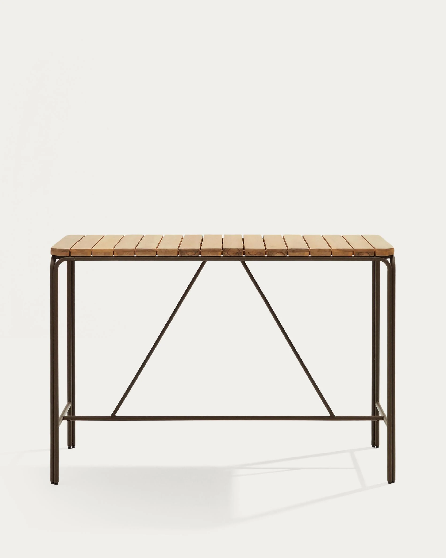 Salguer solid acacia & brown steel bar table, outdoor suitable, 140 x 70 cm FSC 100%