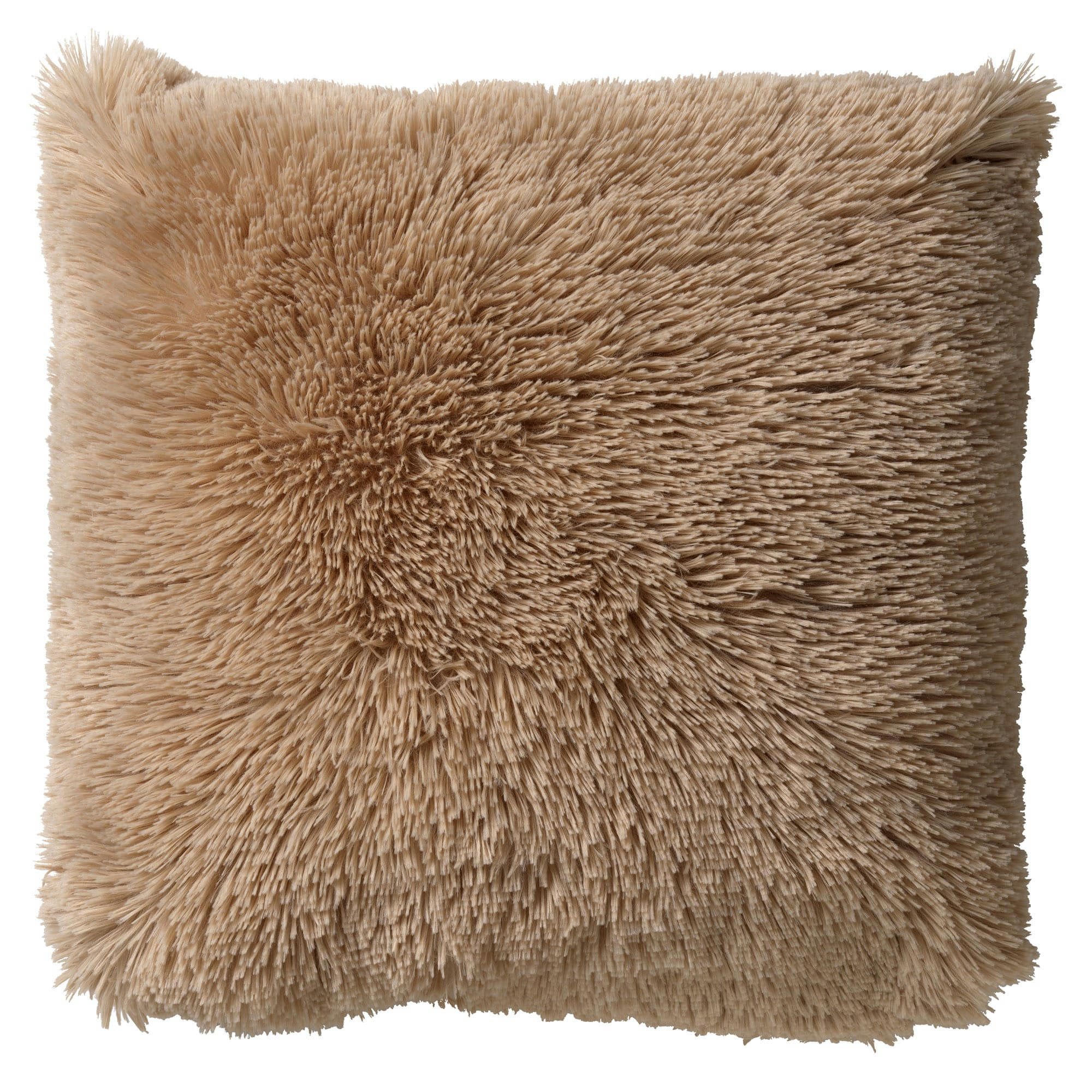 - Housse de coussin beige fausse fourrure-60x60 cm uni