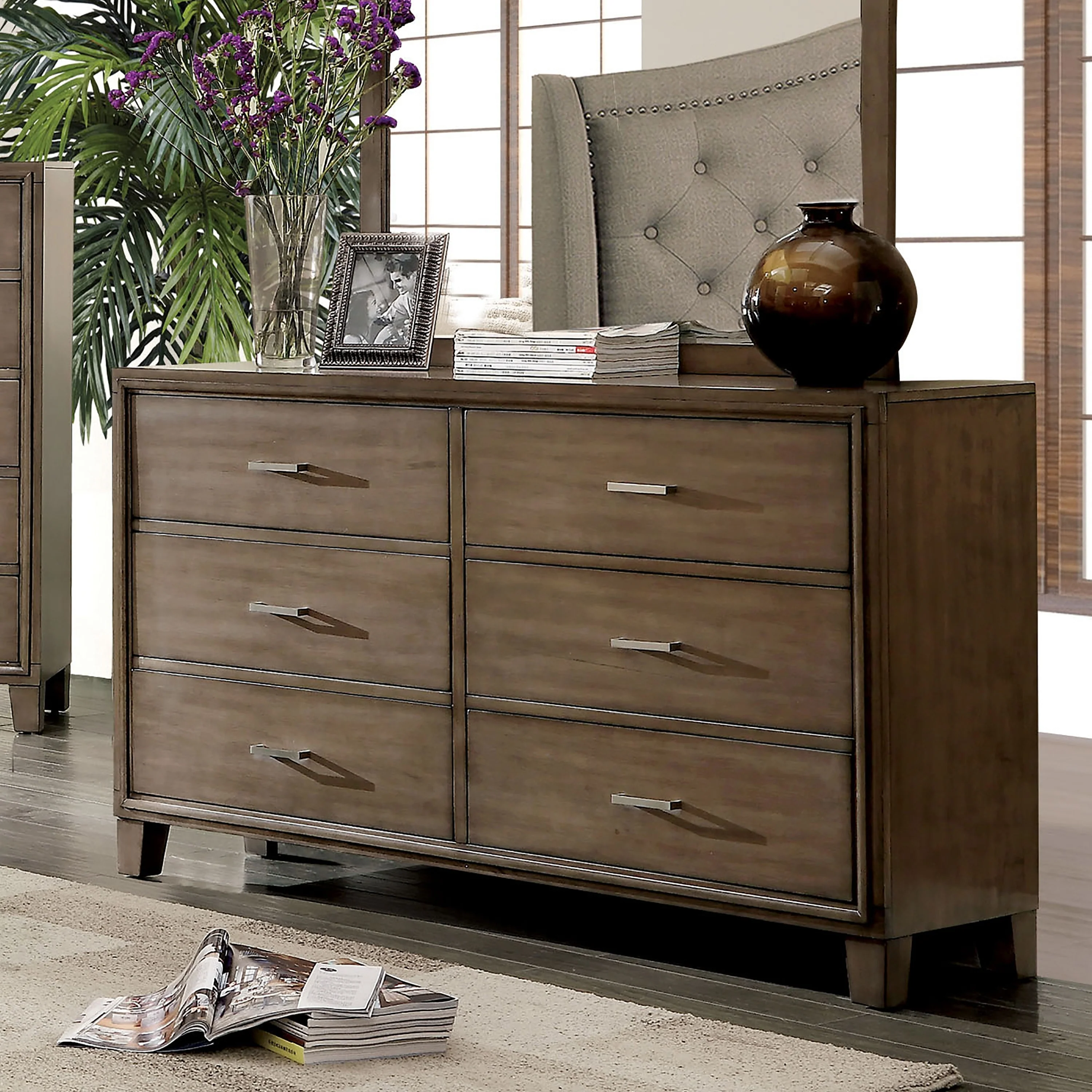 Cody Contemporary 56-inch Wide 6-Drawer Solid Wood Dresser by Furniture of America