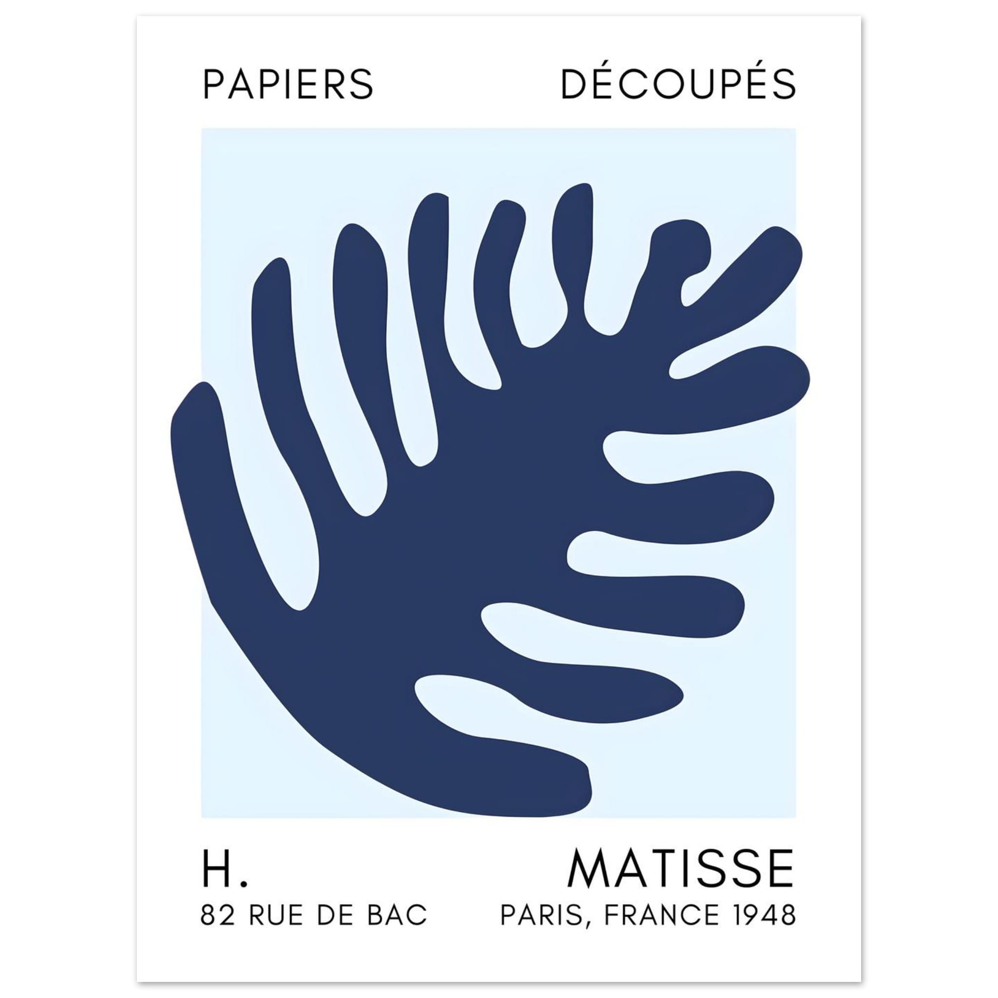 Artfulprints Poster Matisse – Coral bloom navy blue I  - 30x40 cm - Blauw