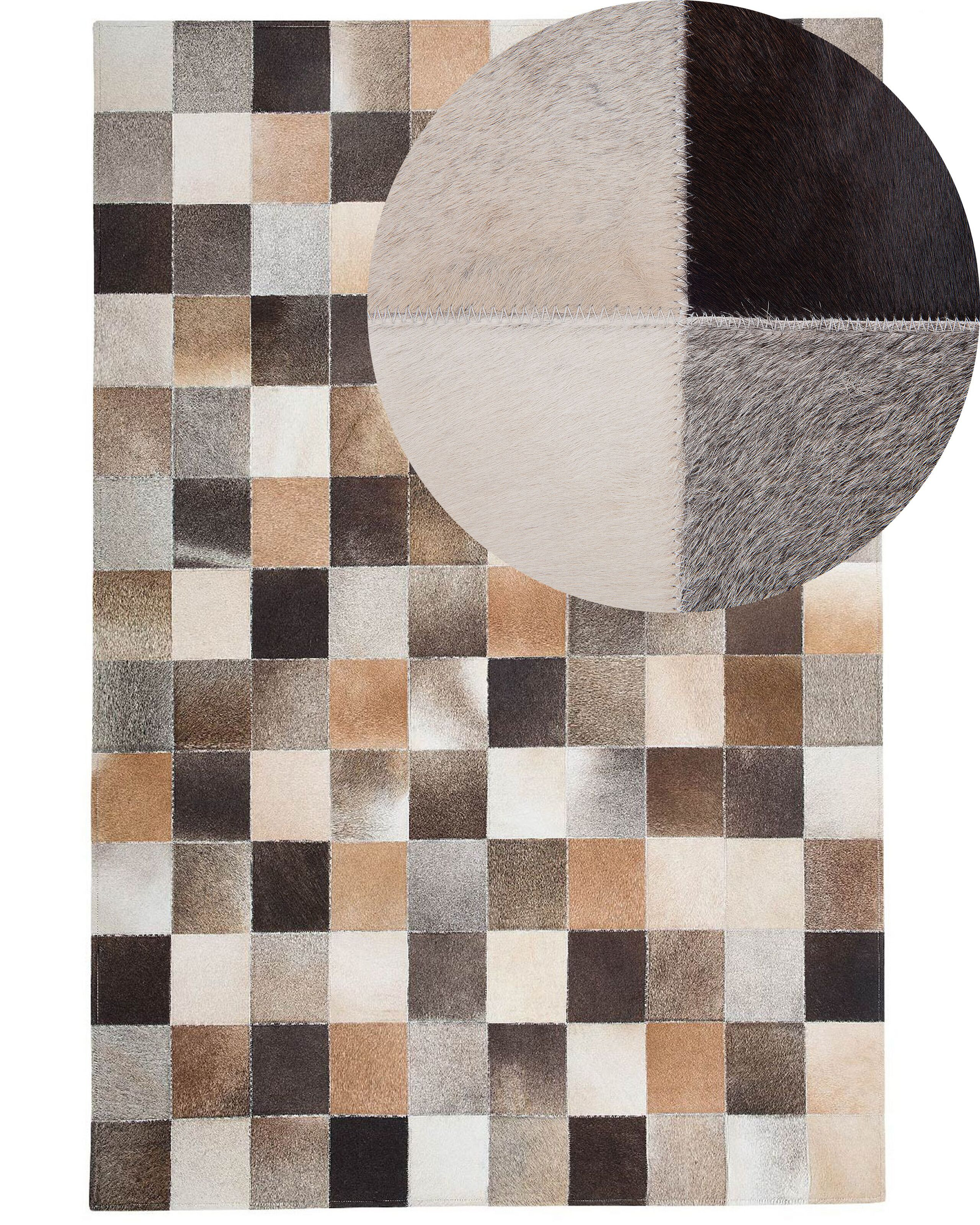 Dywan skórzany 160x230 cm patchwork brąz