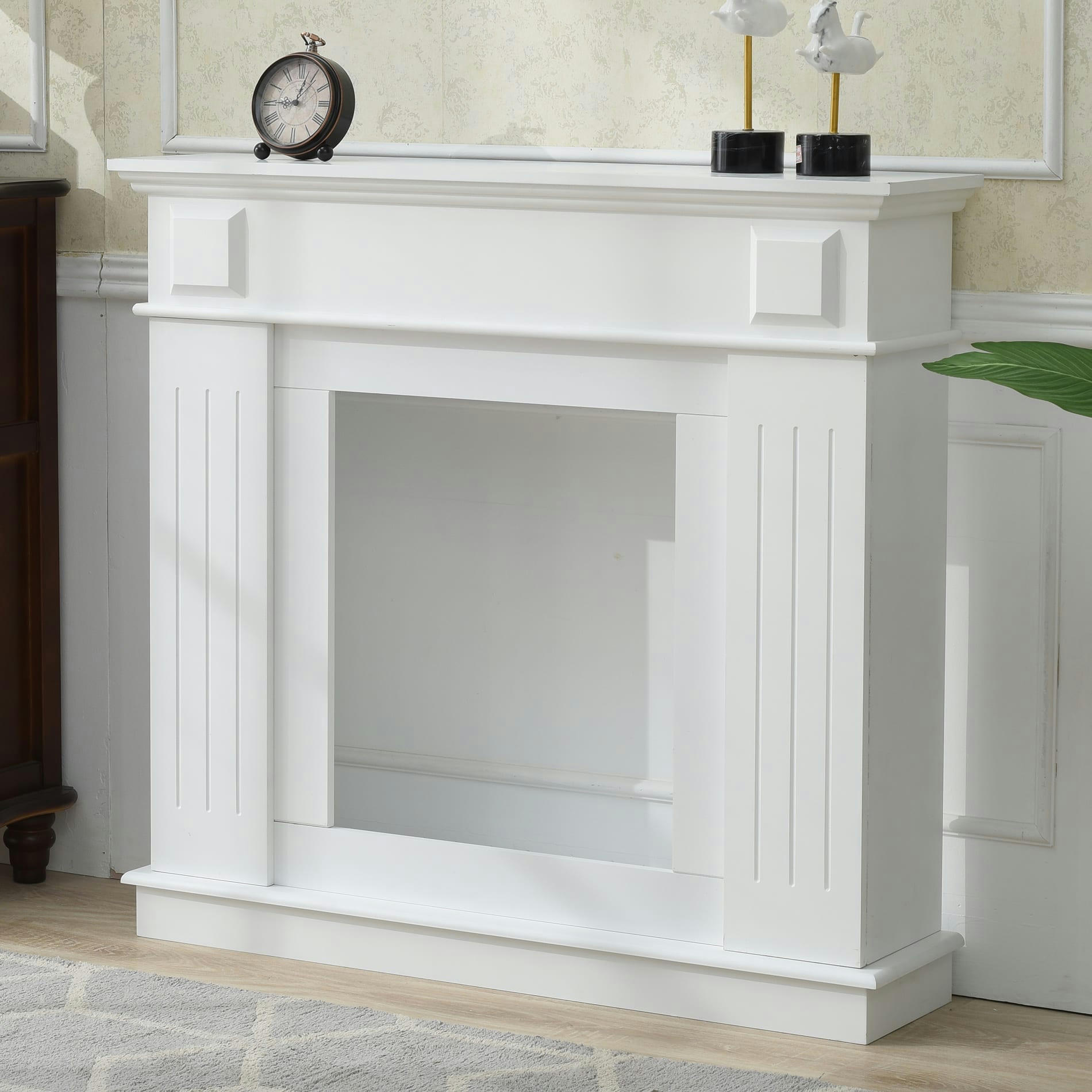 PARIS - Manteau de cheminée décorative 109x26x100 cm en mdf blanc