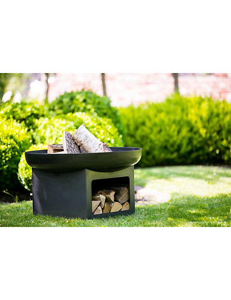 Brasero de jardin FATAPERA 60 cm en acier avec range bois