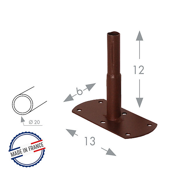 Louis Moulin Pack 4 pieds tube ROND20 à visser fer vieilli - 13x6x12 cm - Acier époxy