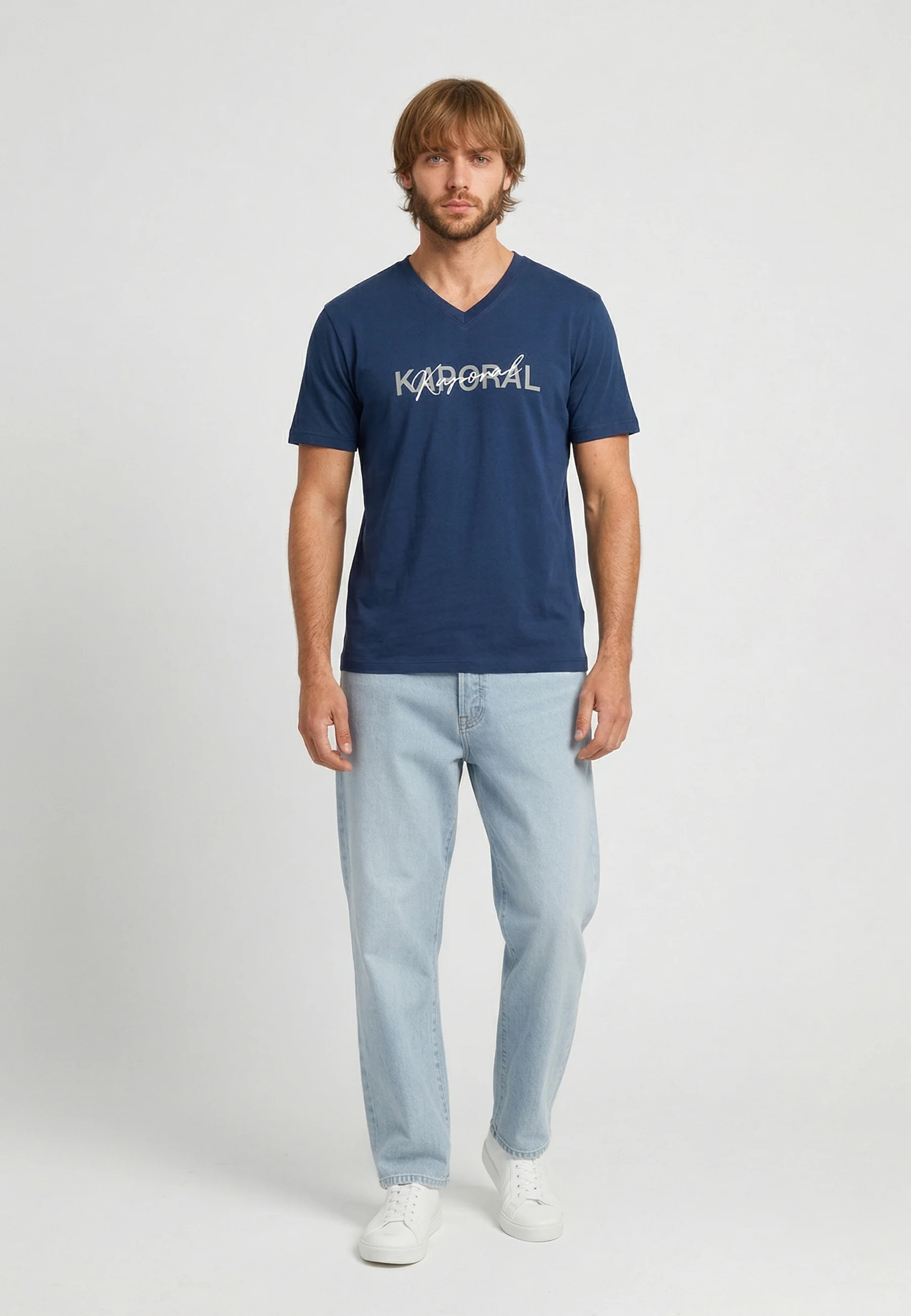 T-shirt manches courtes slim bleu marine coton stretch RALY