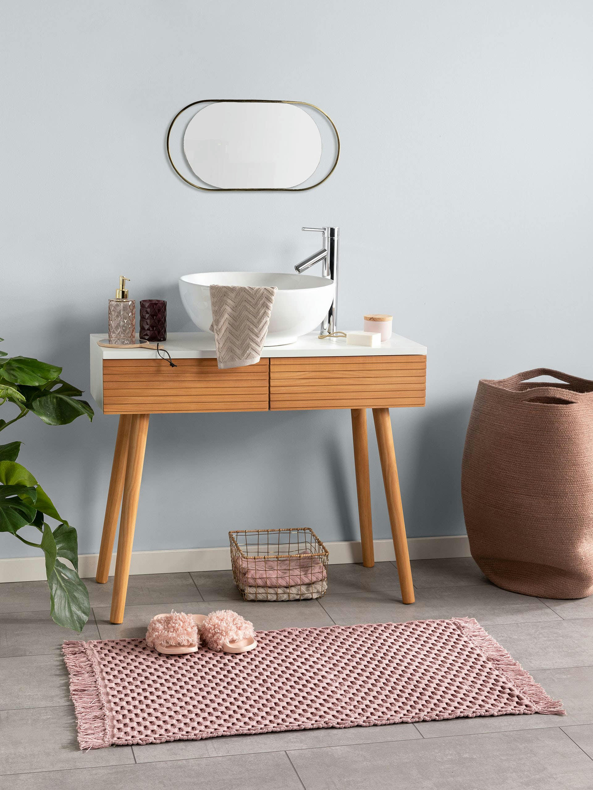 ALEXIS - Tapis de bain rose 70x140
