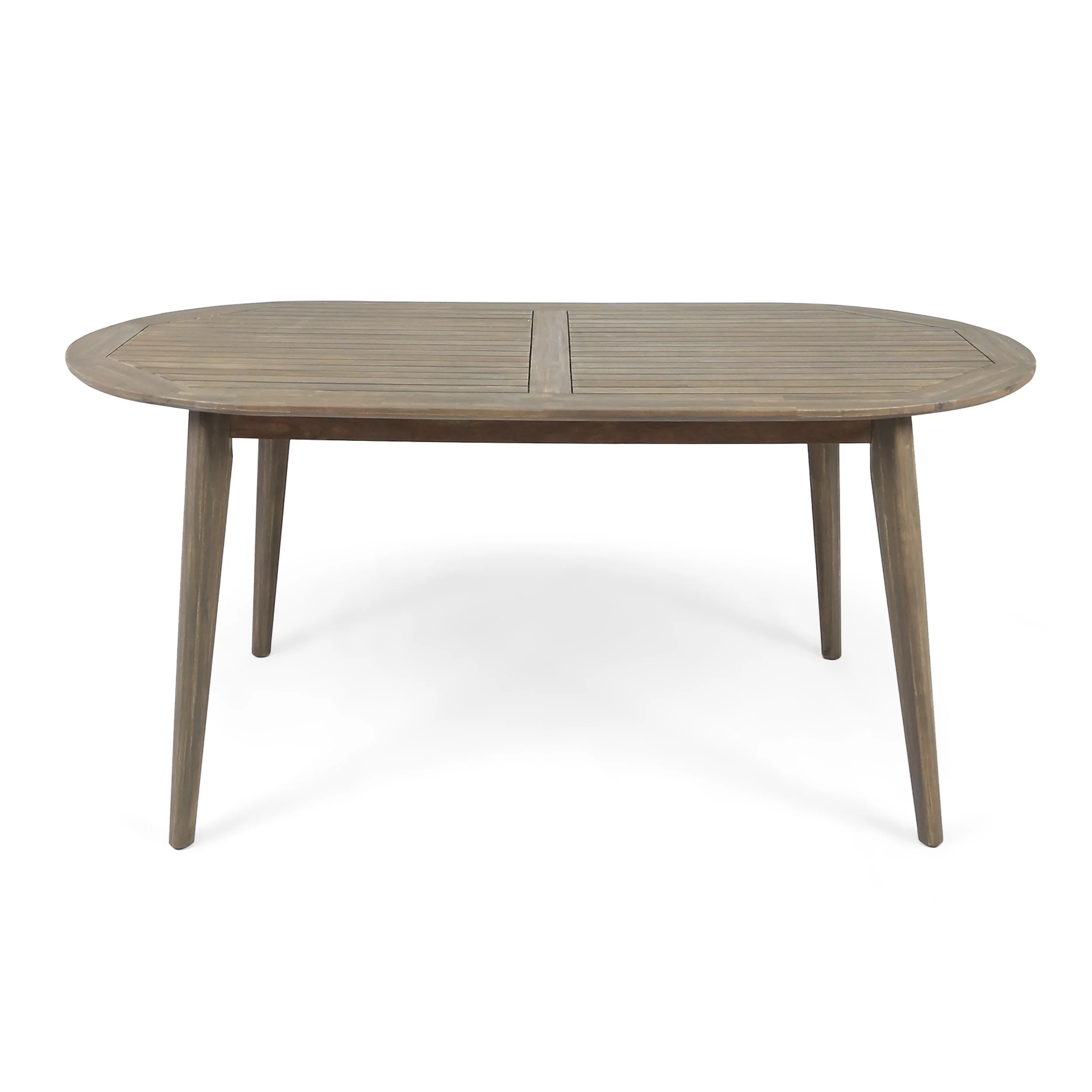 Grey Acacia Wood Dining Table 71 Inch Outdoor Weather-Resistant Modern