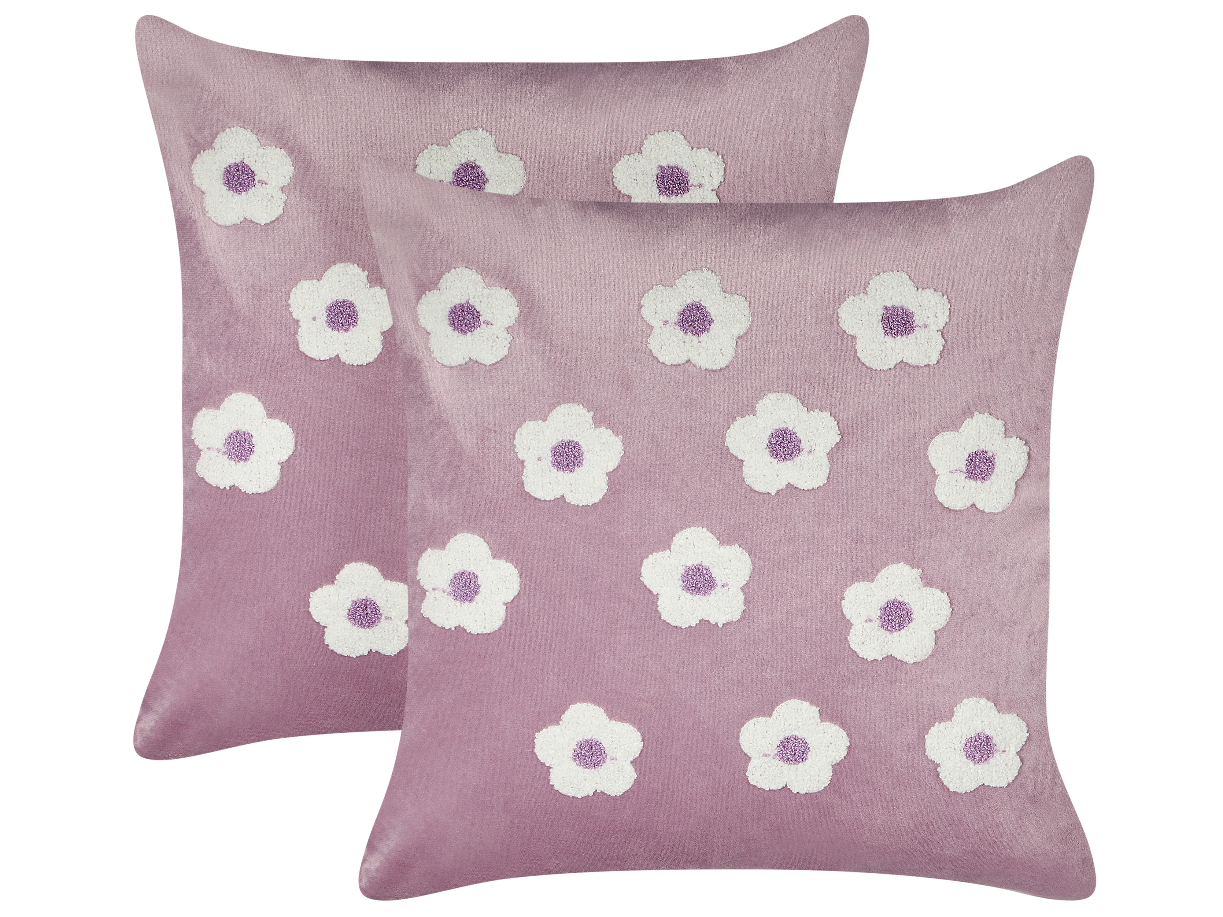 Set of 2 Decorative Cushions ECHINACEA Velvet 45 x 45 cm Violet