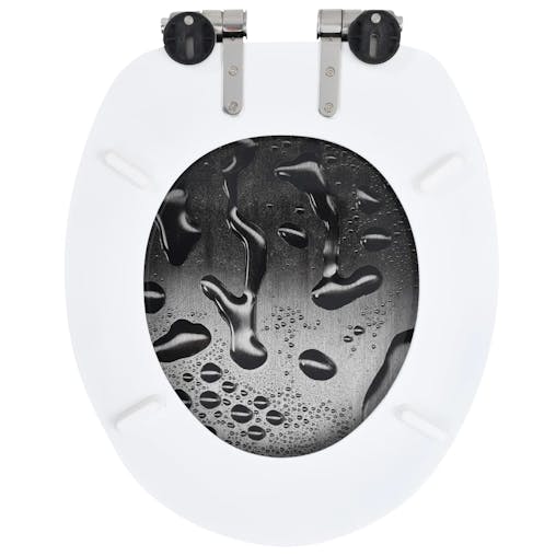 NNEVL WC Toilet Seats 2 pcs with Soft Close Lids MDF Water Drop Design