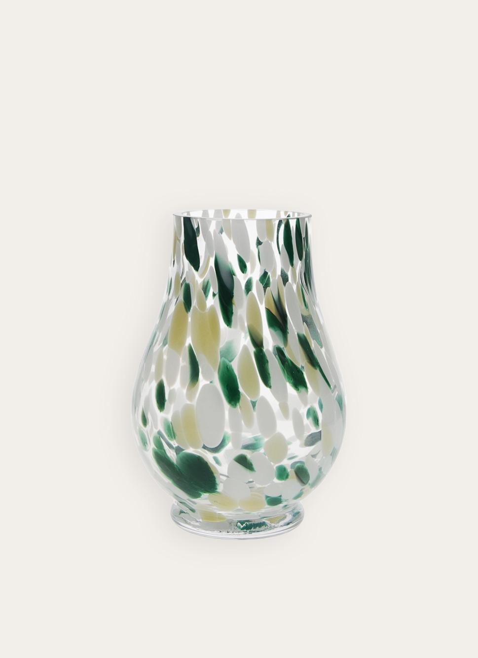VASE EN VERRE TRANSPARENT TACHETÉ TRANSPARENT VERT BEIGE