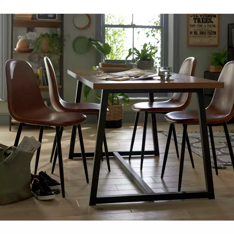 Habitat Nomad Oak Dining Table & 4 Brown Chairs