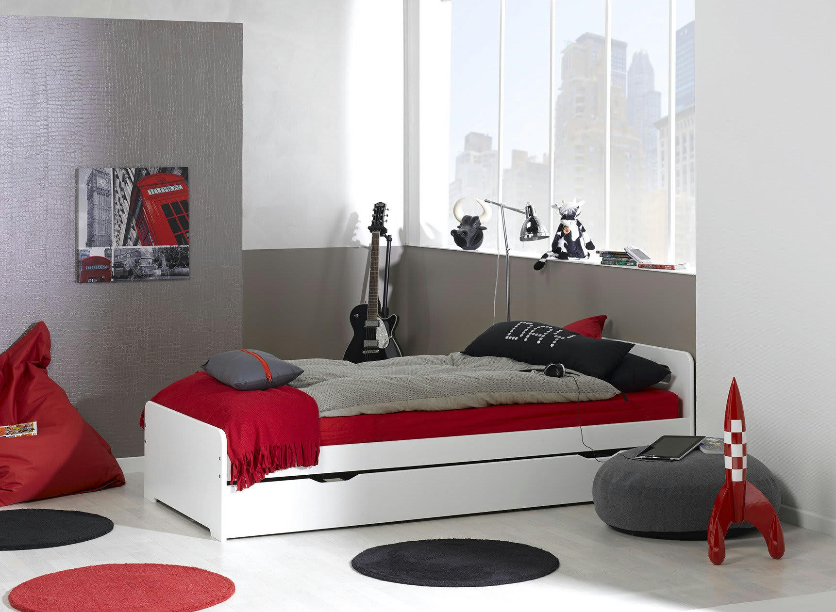 LEVIS - Lit gigogne 90x200 cm blanc