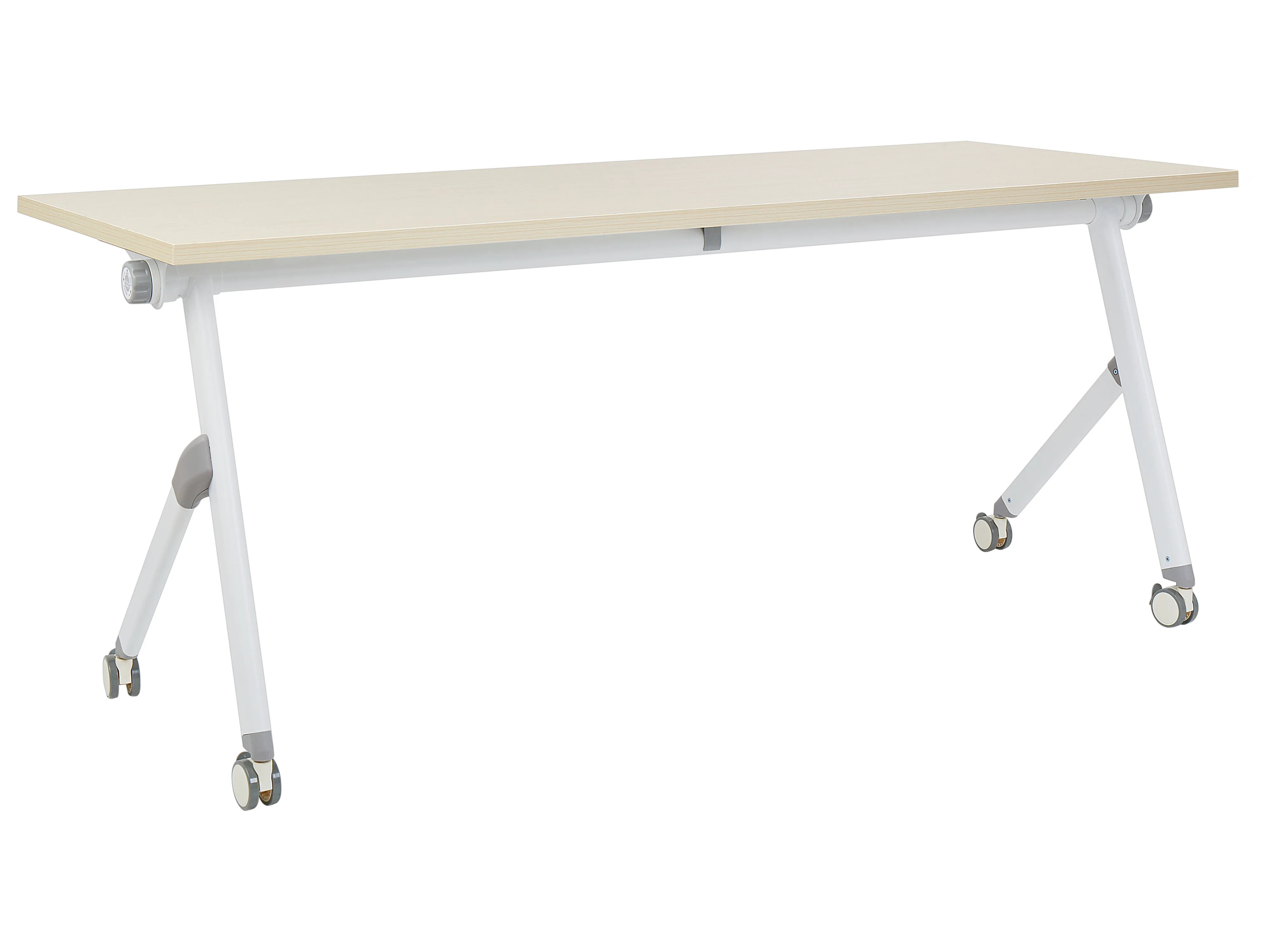 Foldable Office Desk BENDI Light Brown 180 cm 60 cm with Wheels