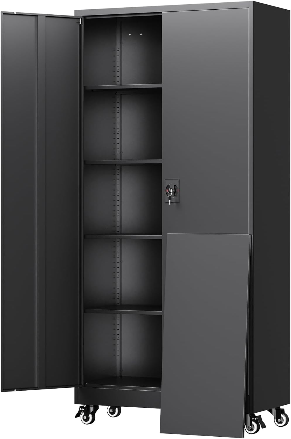 Yizosh Metal Garage Storage Cabinet with Locking Doors and Adjustable Shelves,- 75 Rolling Steel Tool Cabinet for Home Office,Garage,Warehouse